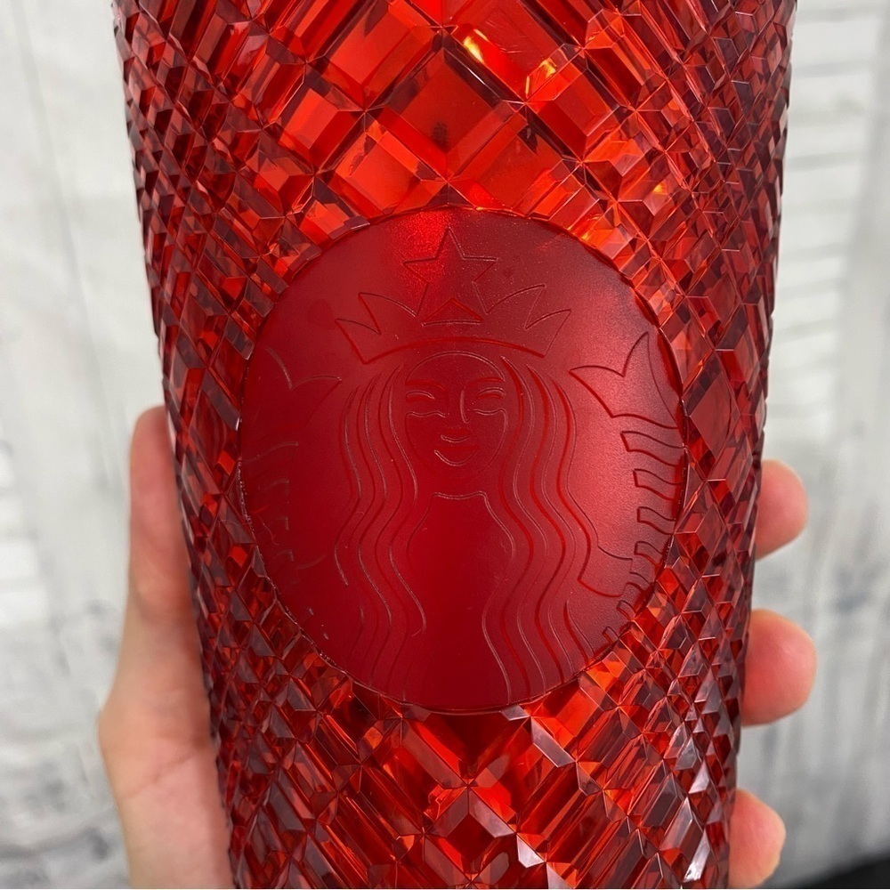 Starbucks 2021 Red Christmas Holiday Jeweled Tumbler 16 oz Grande With Lid Used - Picture 2 of 11